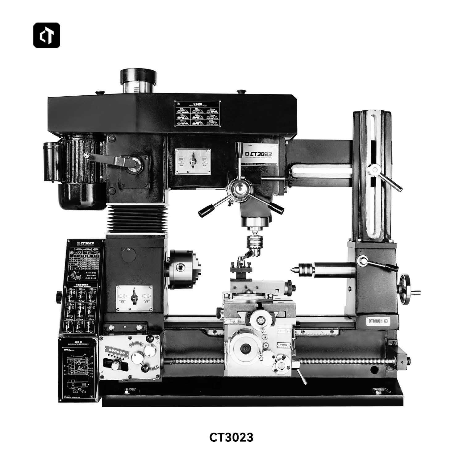 Bench Lathe 750W Metal - CT3023 多機能ミリング・ドリル加工用金属旋盤。旋盤、ミリング、ドリル加工を1台で実現。750Wの水平型ベンチ旋盤。