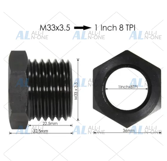 Wood Lathe Duplicator Attachment - 1インチ x 8TPI M33 x 3.5mm