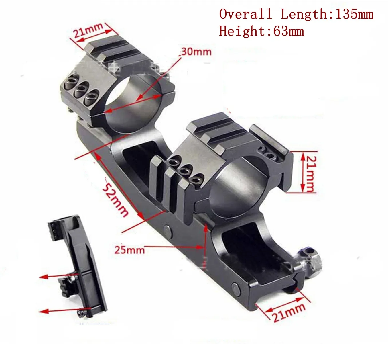 Wood Lathe Bed Extension - 21mmレール用25mm/30mmリング カンチレバーQDスコープマウント アルミブラケットクランプホルダー