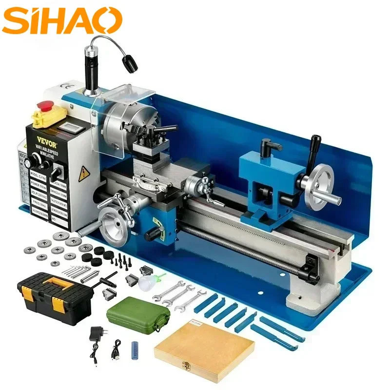 Mini Metal Lathe 7X14 - 7x14インチの小型金属旋盤、550W、可変速度2250RPM、精密な卓上旋盤。金属旋削、ねじ切り、穴あけ作業に。DIYワークショップや家庭用ガレージに最適。