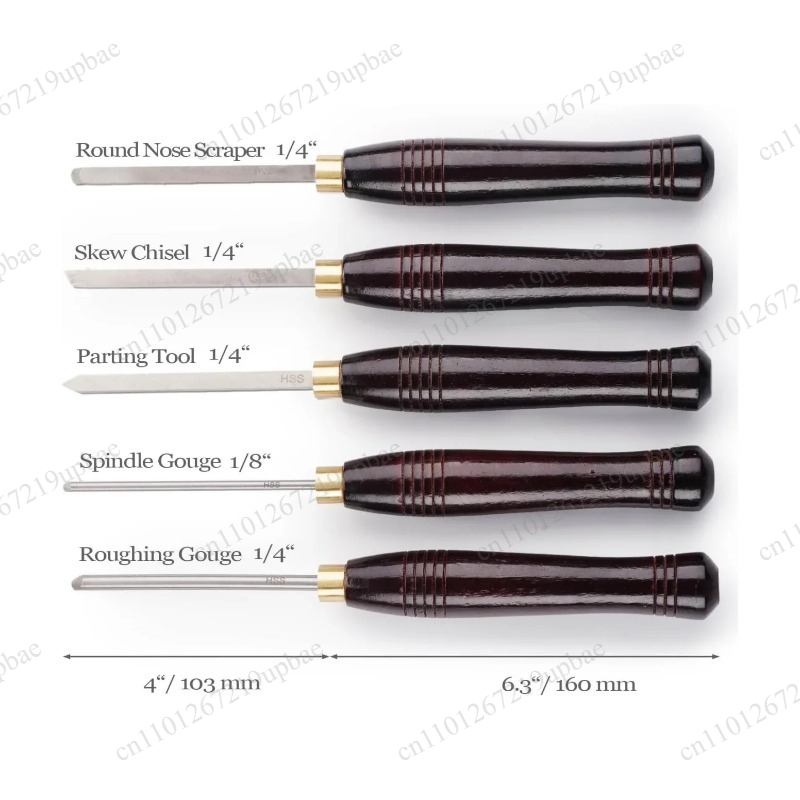 Woodturning Tools Set Hss - 5点セット HSS旋盤用チゼルセット 高速鋼製木工旋盤工具 木製収納箱付き 木工旋盤キット