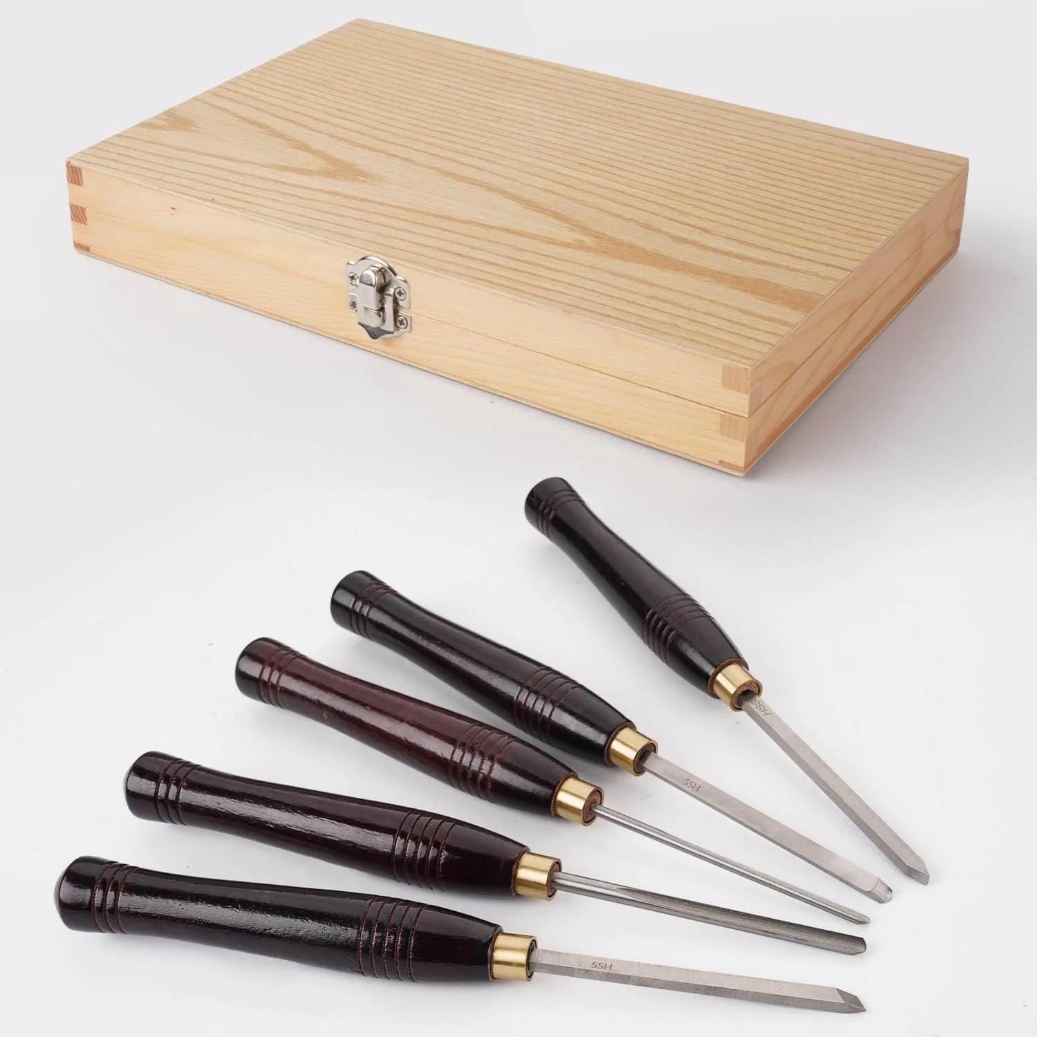 5個入りHSS木工旋盤用工具セット、木製ボックス入り高速鋼木 - Woodturning Tools Set Hss のレビューと価格