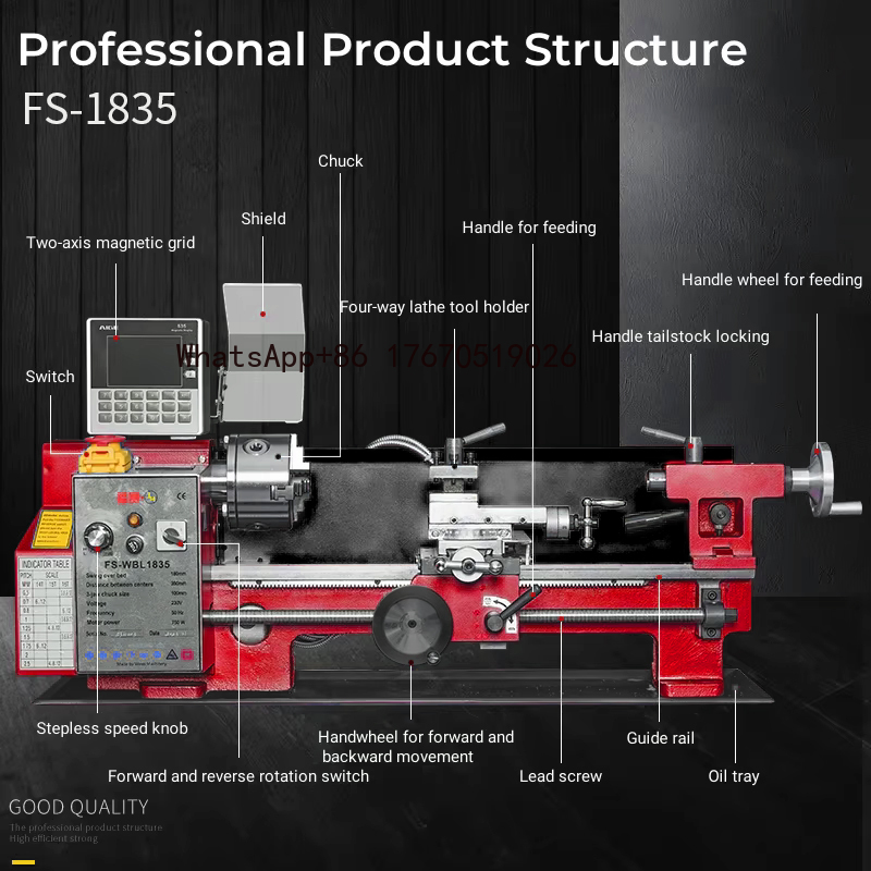 2026-FS-WBL1835 ミニ金属旋盤マシン マニュア - Bench Lathe 750W Metal のレビューと価格