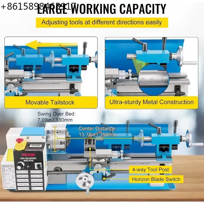 アップグレードされた7x14インチ卓上金属旋盤、550W可変 - Mini Metal Lathe 7X14 のレビューと価格